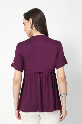 Plum Maternity Zipless Feeding Gathered Top