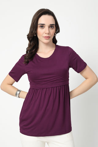 Plum Maternity Zipless Feeding Gathered Top