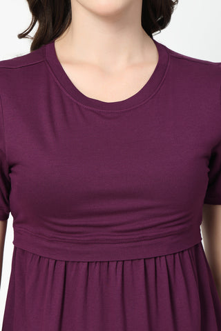 Plum Maternity Zipless Feeding Gathered Top