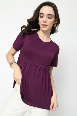 Plum Maternity Zipless Feeding Gathered Top