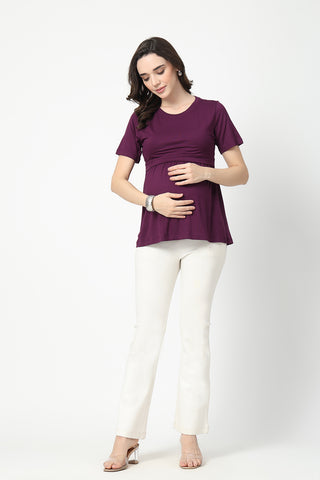 Plum Maternity Zipless Feeding Gathered Top