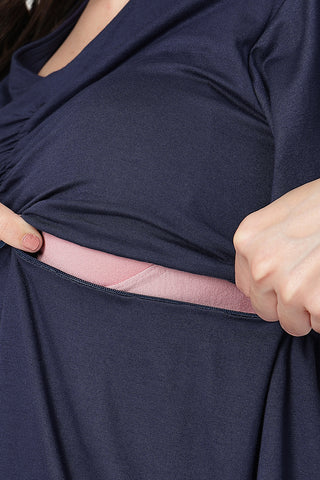 Feeding top with in-built bra - Navy