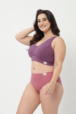 Sera Broad-Rib Bra & Panty Set - (Purple & Blush)