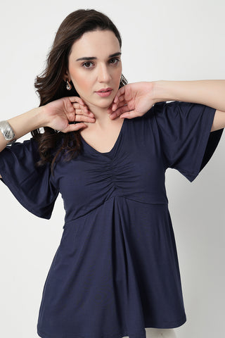 Feeding top with in-built bra - Navy