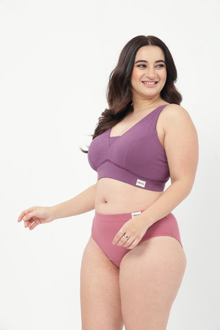 Sera Broad-Rib Bra & Panty Set - (Purple & Blush)