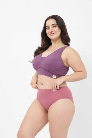 Sera Broad-Rib Bra & Panty Set - (Purple & Blush)