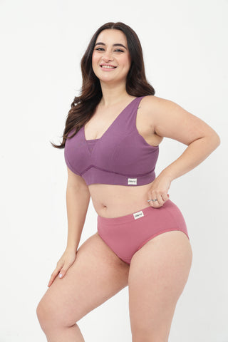 Sera Broad-Rib Bra & Panty Set - (Purple & Blush)