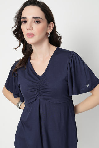 Feeding top with in-built bra - Navy