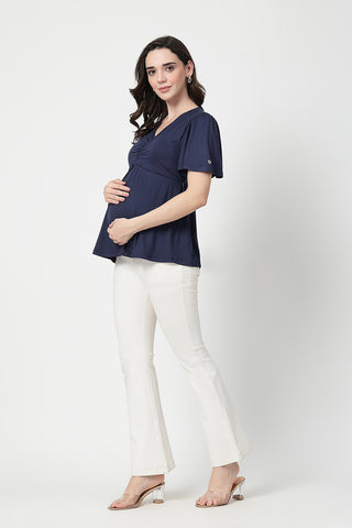 Feeding top with in-built bra - Navy