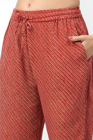 Maternity All Over Printed Zipless Feeding Kurta Set - Red