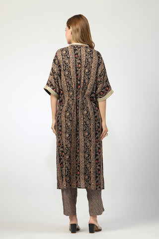 Maternity All Over Printed Zipless Feeding Kurta Set - Black