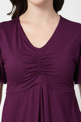 Feeding top with in-built bra - Plum