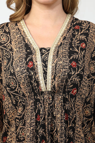 Maternity All Over Printed Zipless Feeding Kurta Set - Black