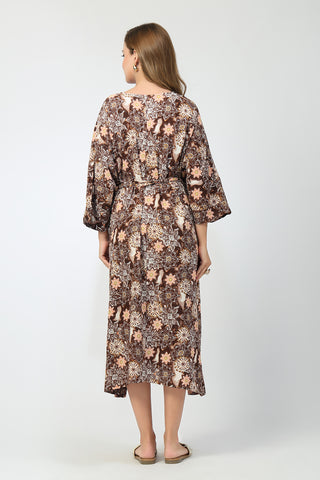 Maternity Concealed Zip Feeding Kaftan - Brown