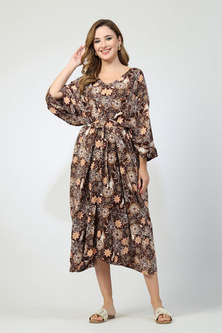Maternity Concealed Zip Feeding Kaftan - Brown