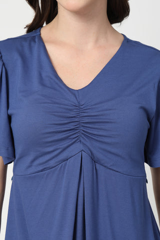 Feeding top with in-built bra - Denim Blue