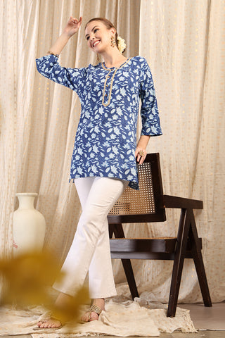 Indigo Top armhole; stitching detail ensures garment durability.