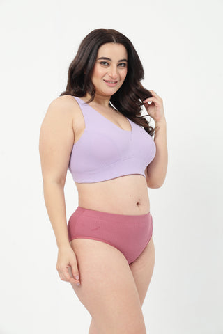 Sera Fine-Rib Bra & Panty Set - (Lavender & Blush)
