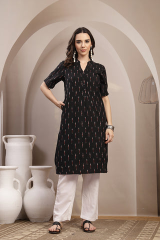 Ikat Zipless Maternity Kurta - Black