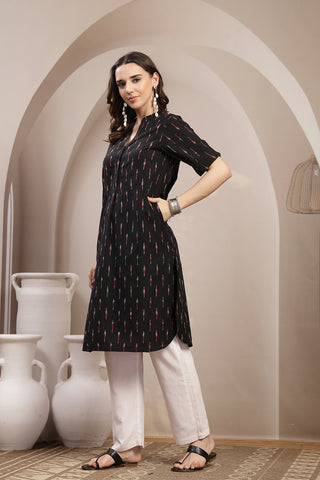 Ikat Zipless Maternity Kurta - Black