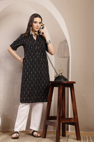 Ikat Zipless Maternity Kurta - Black