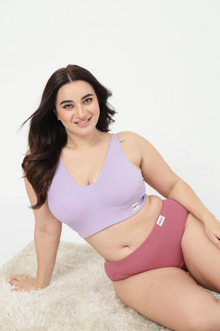 Sera Fine-Rib Bra & Panty Set - (Lavender & Blush)