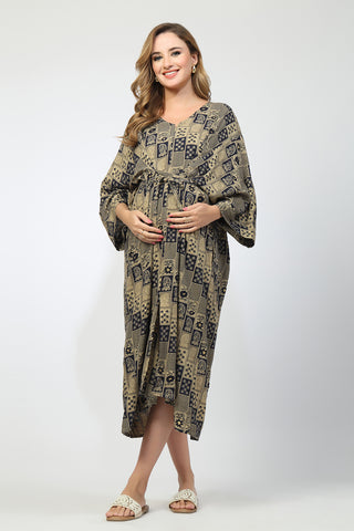 Maternity Concealed Zip Feeding Kaftan - Blue