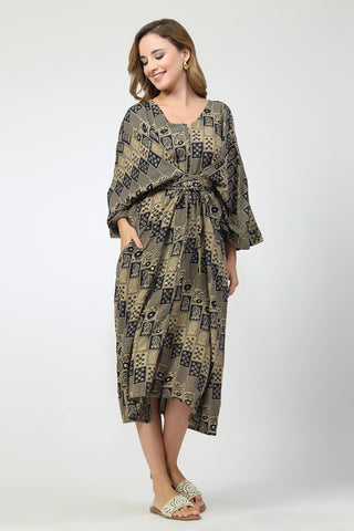 Maternity Concealed Zip Feeding Kaftan - Blue