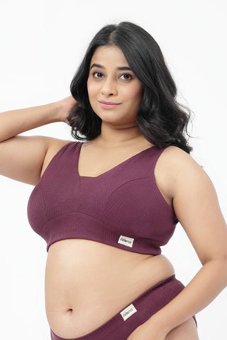 Sera Broad-Rib Bra - Dark Berry