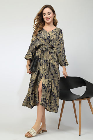 Maternity Concealed Zip Feeding Kaftan - Blue