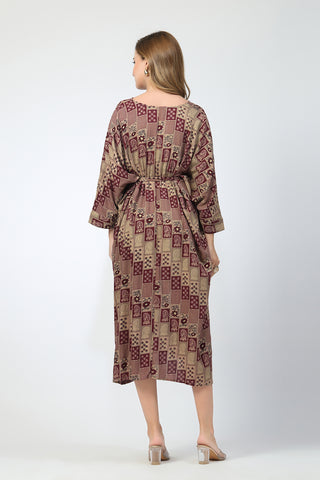 Maternity Concealed Zip Feeding Kaftan - Maroon