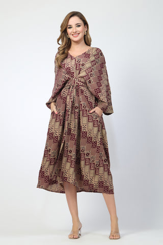 Maternity Concealed Zip Feeding Kaftan - Maroon