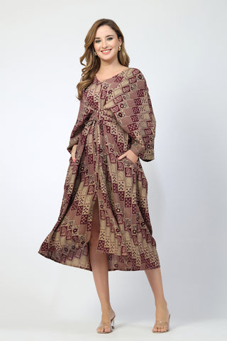 Maternity Concealed Zip Feeding Kaftan - Maroon