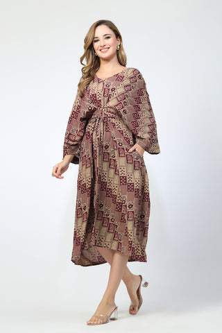 Maternity Concealed Zip Feeding Kaftan - Maroon