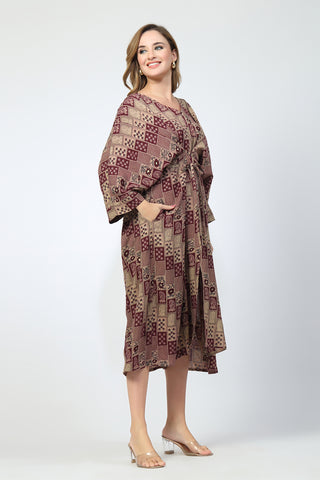 Maternity Concealed Zip Feeding Kaftan - Maroon