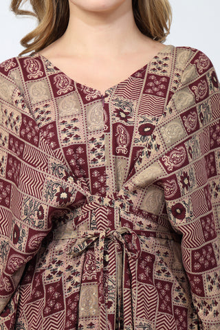 Maternity Concealed Zip Feeding Kaftan - Maroon