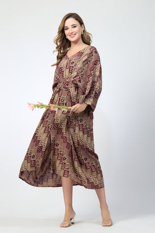 Maternity Concealed Zip Feeding Kaftan - Maroon