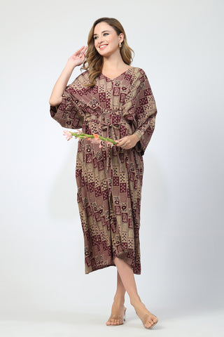 Maternity Concealed Zip Feeding Kaftan - Maroon