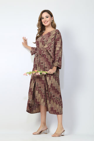 Maternity Concealed Zip Feeding Kaftan - Maroon