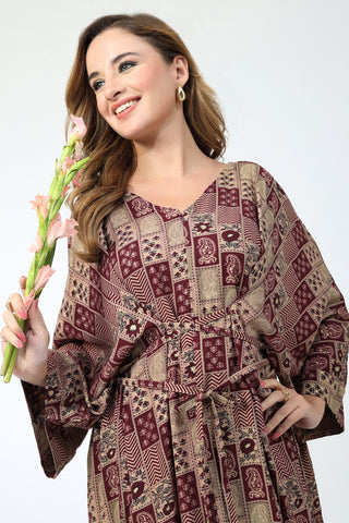 Maternity Concealed Zip Feeding Kaftan - Maroon