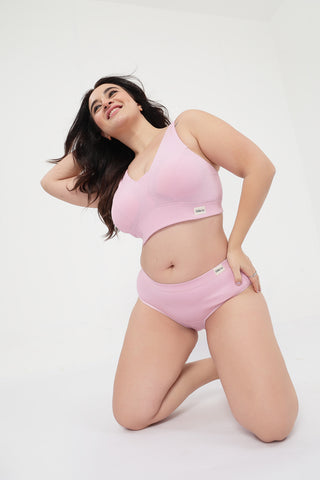 Sera Fine-Rib Bra - Pink