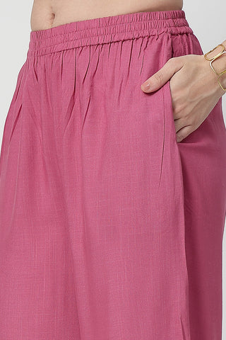 Zipless Feeding Rayon Maternity Kurta-Pant Set - Light Magenta