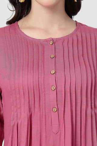 Zipless Feeding Rayon Maternity Kurta-Pant Set - Light Magenta