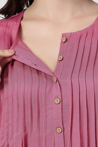 Zipless Feeding Rayon Maternity Kurta-Pant Set - Light Magenta