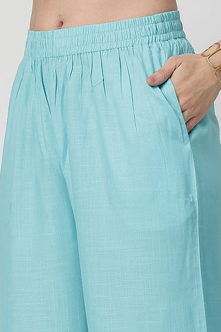 Zipless Feeding Rayon Maternity Kurta-Pant Set - Turquoise