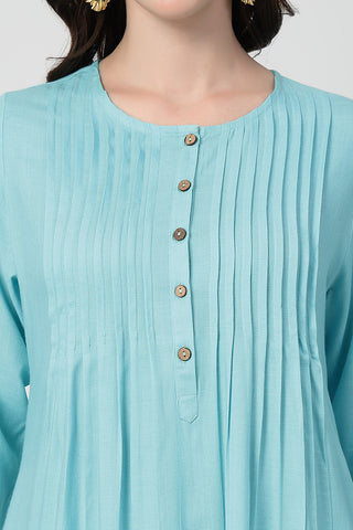 Zipless Feeding Rayon Maternity Kurta-Pant Set - Turquoise