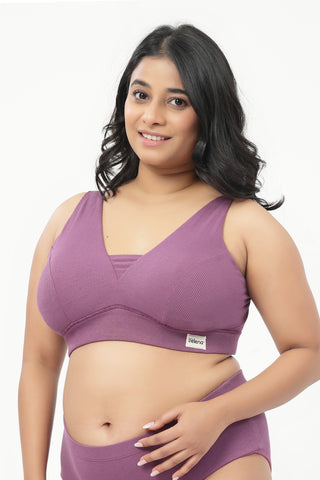 Sera Fine-Rib Bra - Purple