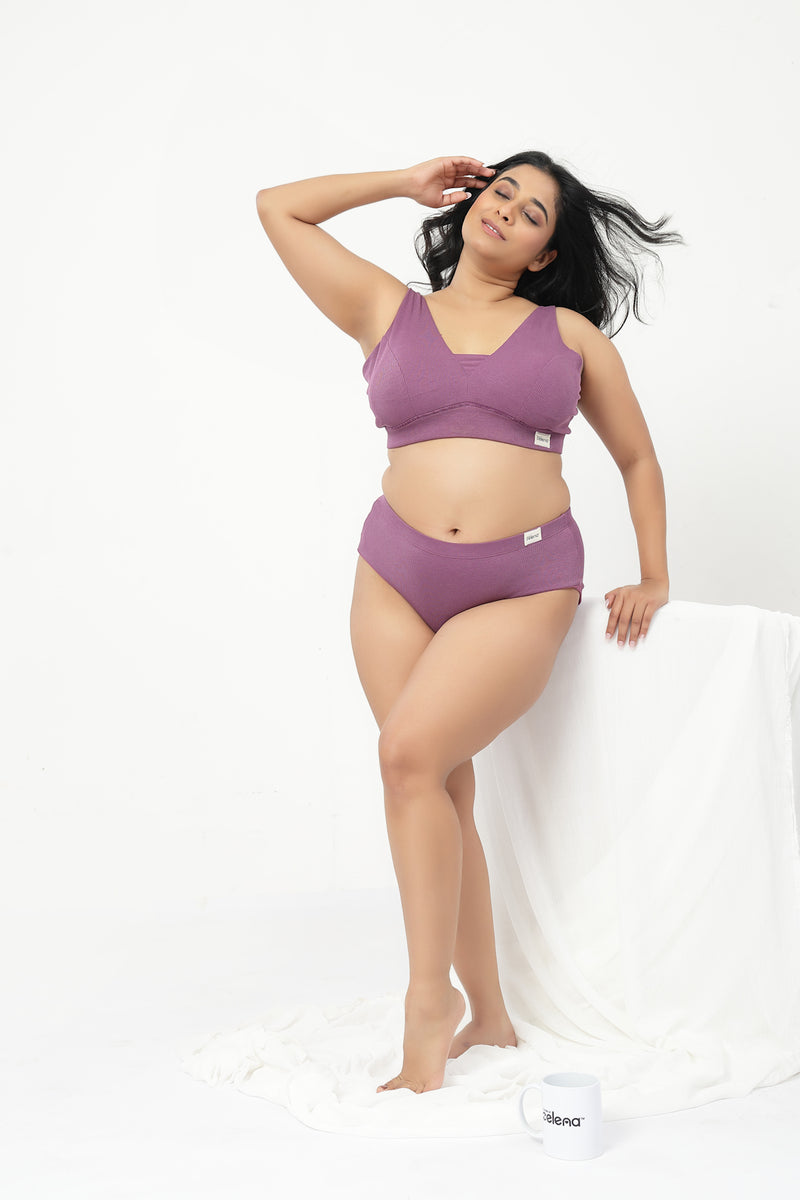 Sera Fine-Rib Bra - Purple