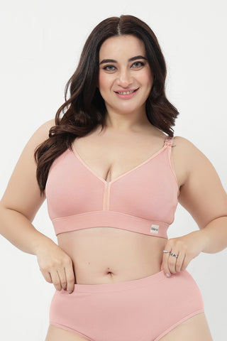 Lira Ribbed Cotton Nursing Padded Bra - Rose Gold