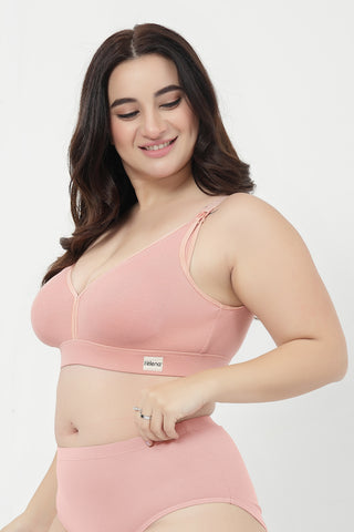 Lira Ribbed Cotton Nursing Padded Bra - Rose Gold